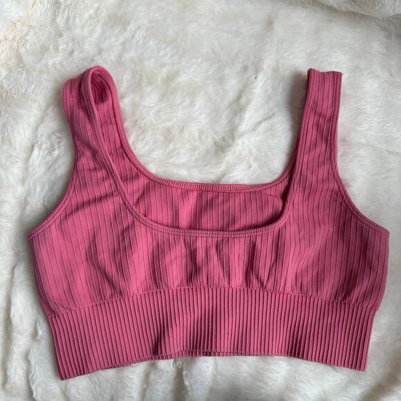 Pink Ribbed Sports Bra Neu Apparel Neuapparel XS Extra Small Seamless - Picture 7 of 8
